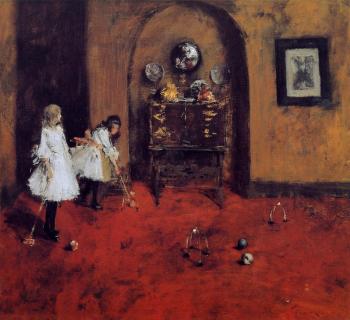 威廉 梅裡特 查斯 Children Playing Parlor Croquet 威廉 梅裡特 查斯 Children Playing Parlor Croquet